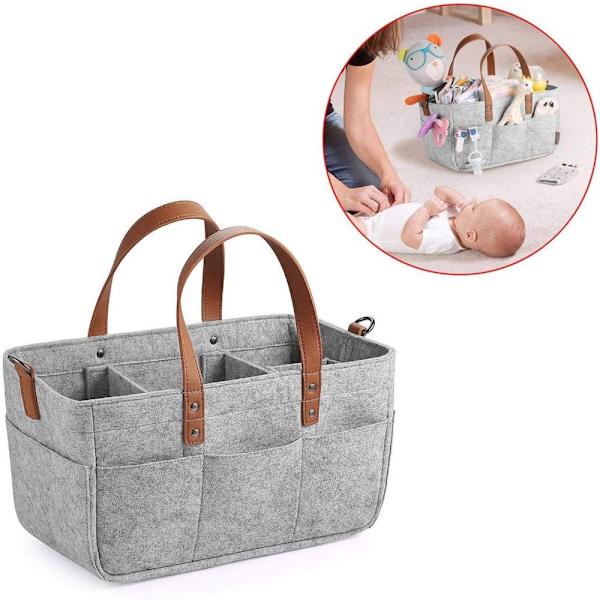 Babyble Organizer Basket Tote Bag LYS GRÅ M light grey M