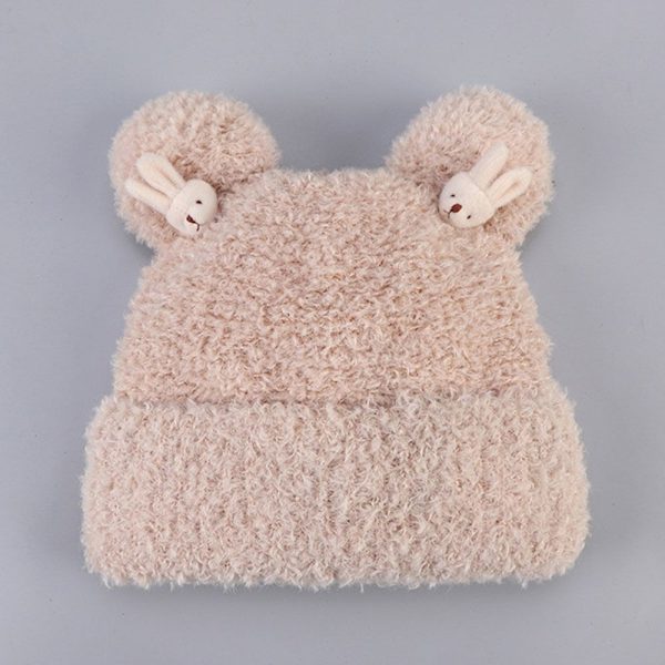 Faux Fur Beanies Hat Strikket Hue BEIGE beige