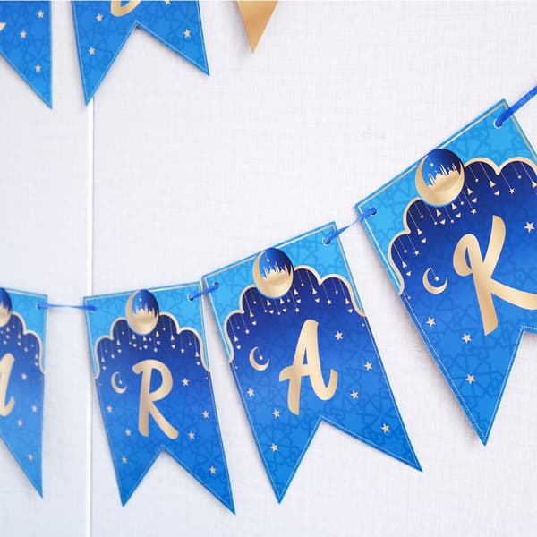 2-pack Pappersflaggor Hängande Dragflaggor EID MUBARAK Banner