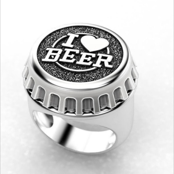 Beer Bottle Cap Ring I Love Beer Ring GULD 11 Gold 11