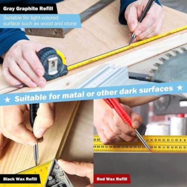 Solid Carpenter Pencil Träbearbetningsmärkning Mekanisk Kit