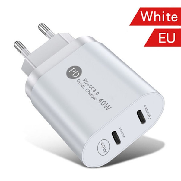 Snabbladdare Dual Port Plug WHITE EU EU White EU-EU