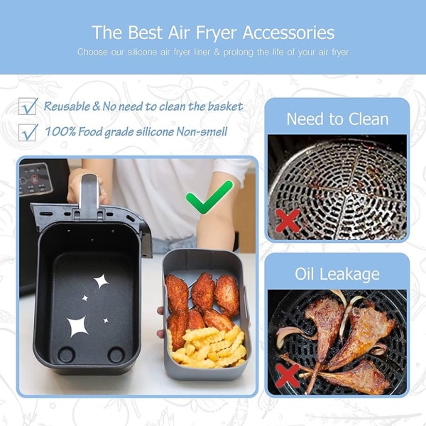 Air Fryer Silicone Pots Dual Basket Liner MUSTA black