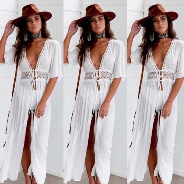 Bikinit Cover Up pitkät mekot WHITE L white L