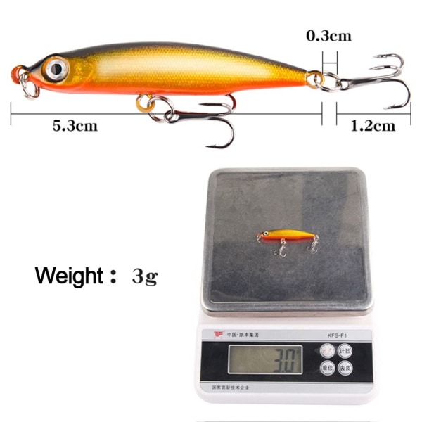 3kpl Uppoavat Minnow Wobblers -kalastusuistimet 5 5 5