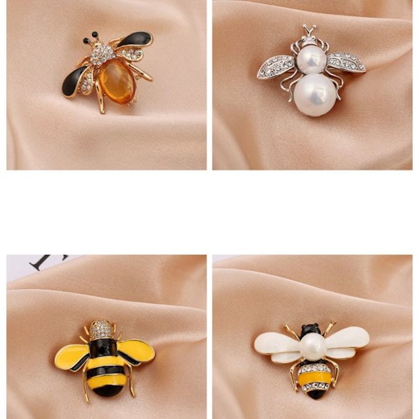 3 stk Pearl Bee Corsage Krystallbrosje C C C