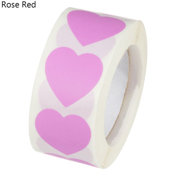 500 st Love Heart Shaped Seal Etiketter ROSE RED rose red