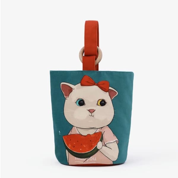 Dejlig Cat Bucket Bag Cylinder Tasker SORT KAT SORT KAT black cat