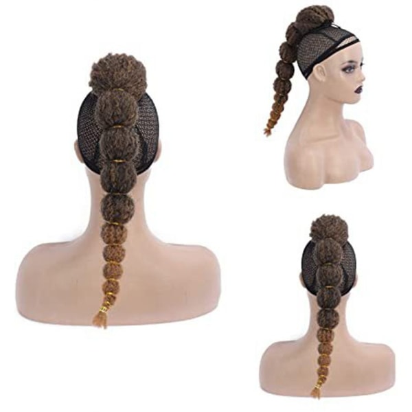 Long Braided Ponytail Extension Bubble Ponytail Braid LIGHT Light Brown&Gold 4-4