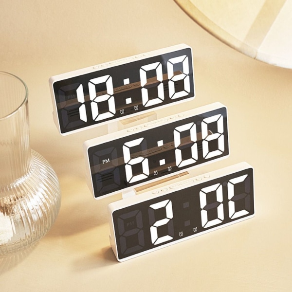 Digital Alarm Skrivebordsklokke Temperatur Kalender Vekkerklokke Orange White Shell-White Shell