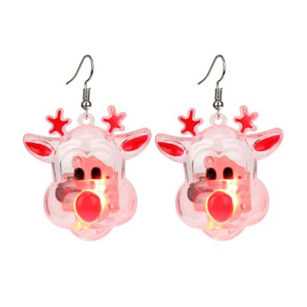 Jul LED Flash Örhängen Glödande Örhängen TRANSPARENT ELK Transparent Elk Head