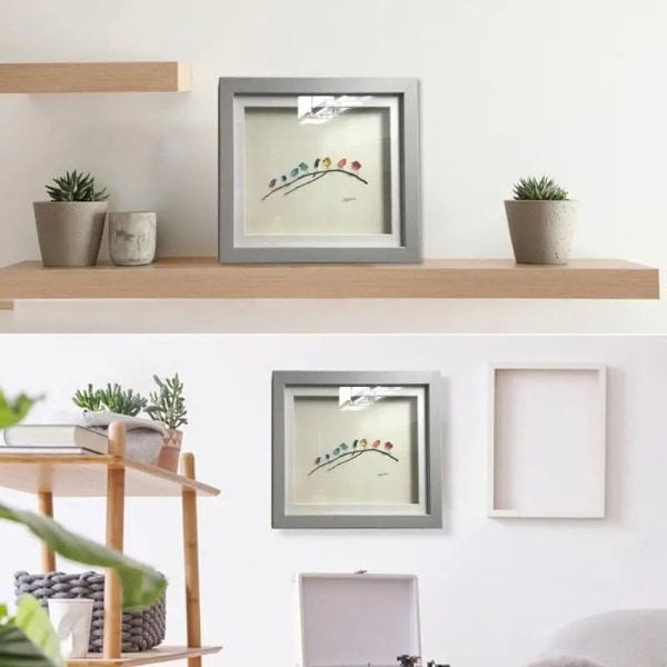 Merilasinen sateenkaarilintuornamentti lasilintuhahmo 8 8 birds-White frame