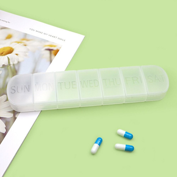 7Days Pill Box Weekly Medicin Container WHITE White