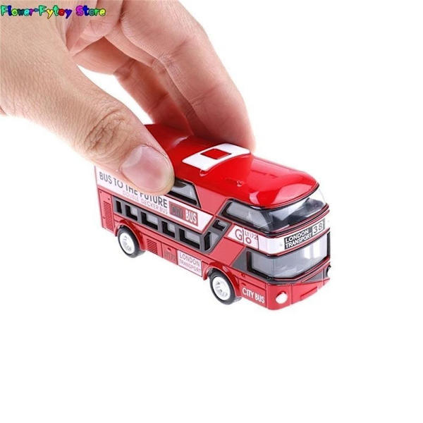 Double Decker Bus Legetøj Model Pull Back Legetøj BLÅ Blue