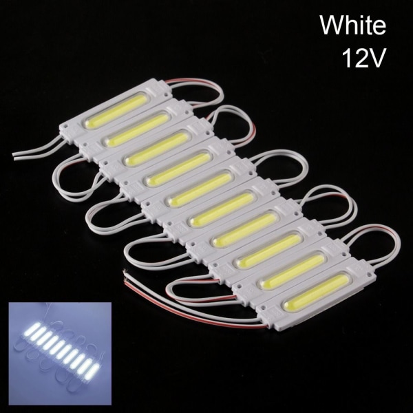10 STK LED Modul COB Lys HVIT 12V HVIT 12V white 12V