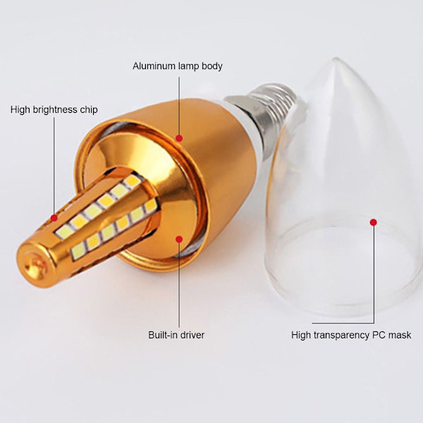 Led-ljuslampor Energisparlampa E14TIP HEAD 7W TIP HEAD 7W E14Tip Head 7w