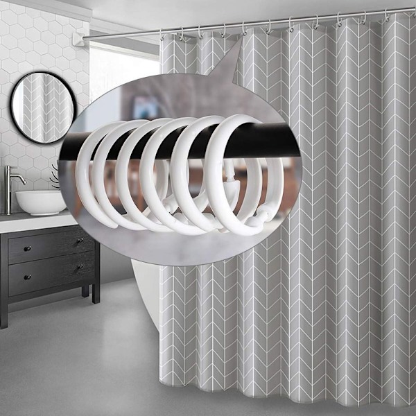 40 Stk Badeforhæng Ringe Brusekroge til badeforhæng White 40 Pcs-40 Pcs