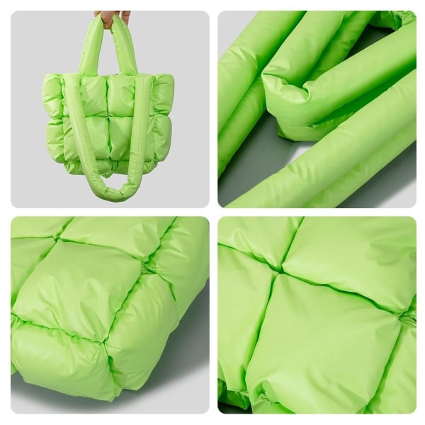 Polstring Tote Bag Puffer Quiltet skuldertaske GRÅ Grey