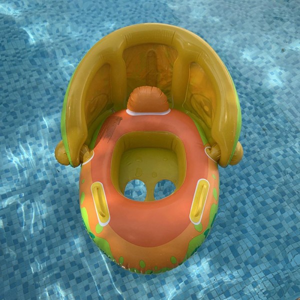 Baby Float med Tak Solskydd Badring Simring grön