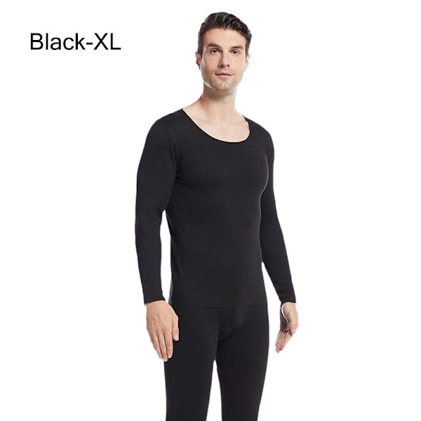 Termisk undertøj til mænd komplet sæt Long Johns Top & Bund SORT Black XL