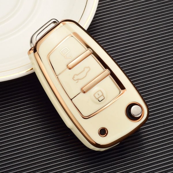 Auton Flip Key Case Key Cover Shell SILVER TRIM-WHITE SILVER Silver Trim-White