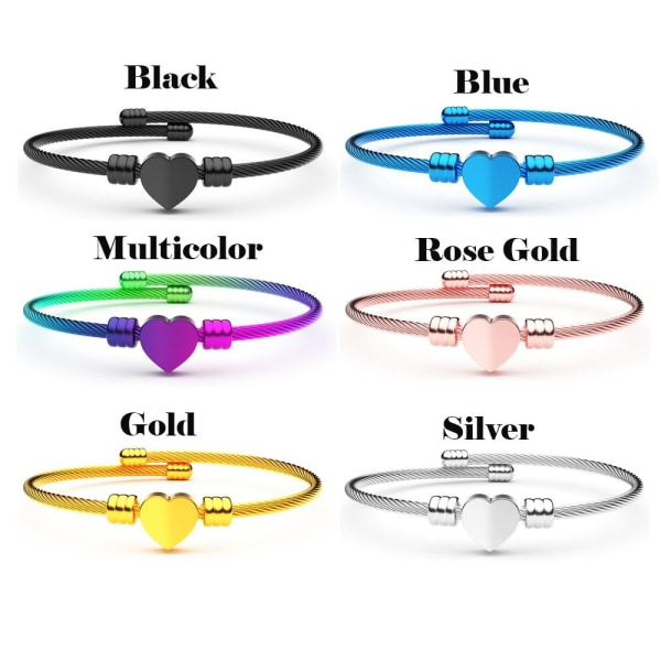 Kärlekshjärta Charm Armband Stålrep Armband MULTICOLOR Multicolor