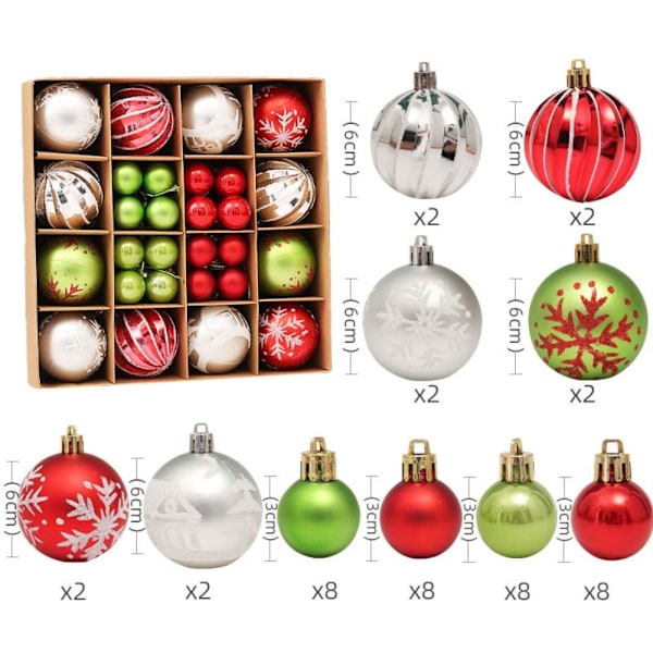Juletræshængende bolde Julebold 42STK SÆT E 42STK SÆT E 42pcs set E