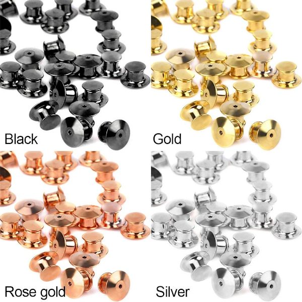 30ST Badge Spänne Brosch Push Spänne SVART black