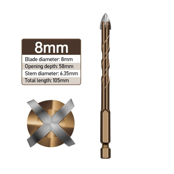 Ristikuusimainen laattapora Ristilaattapora 8MM