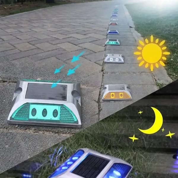 Solar Road Stud Light Trafikmarkeringslys BLÅT BLINKER BLÅT Blue flashing