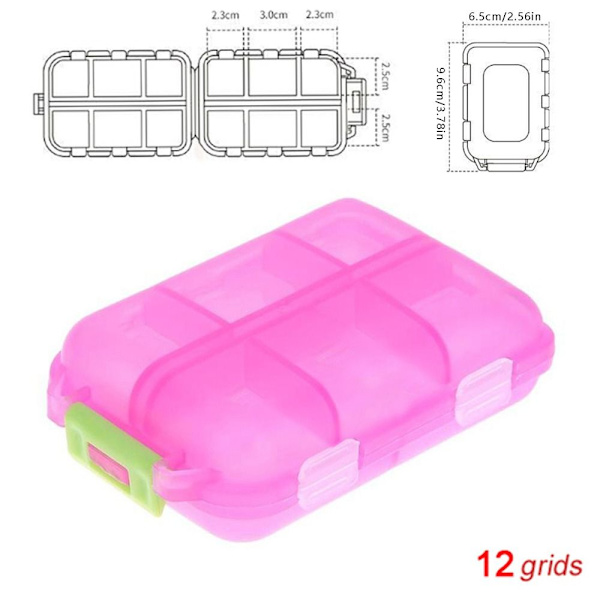 2 STK 12 Grid Pill Box Daglig Pille Etui GRÅ Grey