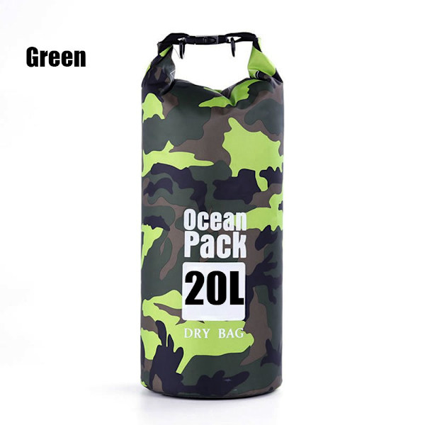 Vattentät torrväska strandbadväskor River Ocean ryggsäck Green 20L