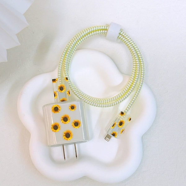 2Set datakaapelin kelaimen laturin case SUNFLOWER SUNFLOWER Sunflower