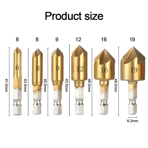 Vastaaltaan poranterä kuusiovarsi 6-9MM3PCS 3kpl 6-9mm3pcs