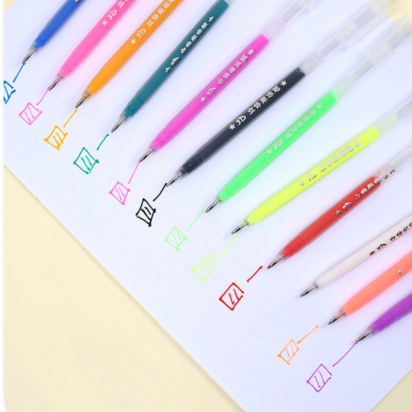 6 kpl / set 3D Stereo Jelly Pen Highlighter Pen 02 02 02