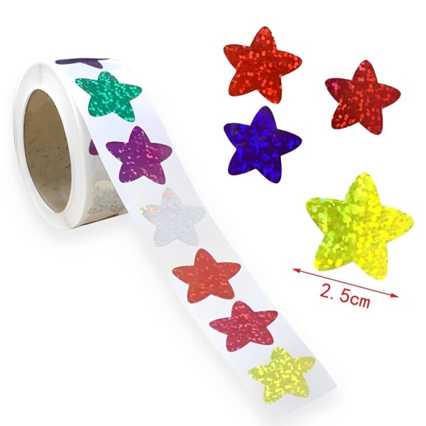 500 kpl Star Reward Tarrat Värikkäät Sparkly Tarrat Kiiltävät 2.5cm