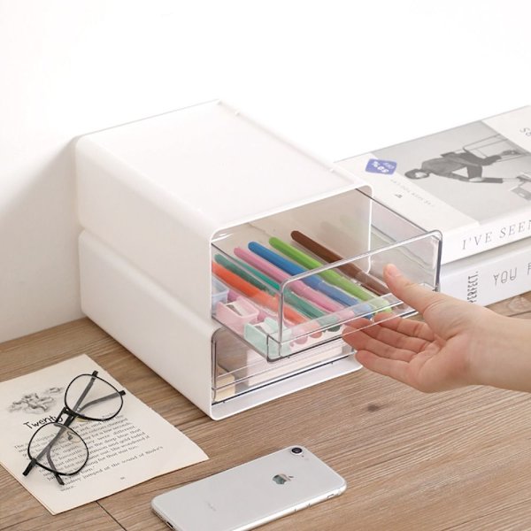 Storage Box Desktop Organizer WHITE M White M