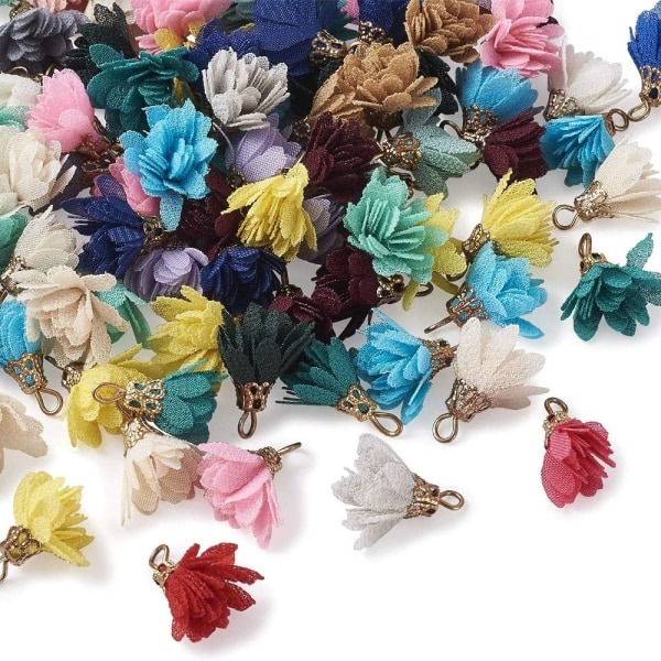 Flower Charms Cloth Flower Charms Mixed Color Stoff