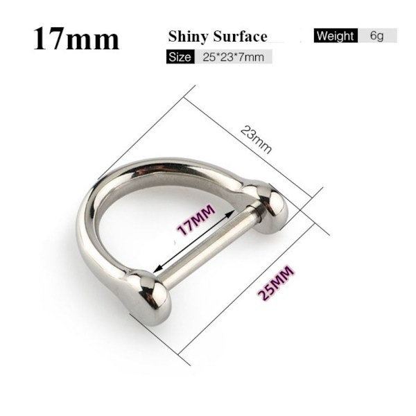 Spännen Karbinhake 17MMSHINY YTA BLANSANDE YTA 17mmShiny Surface