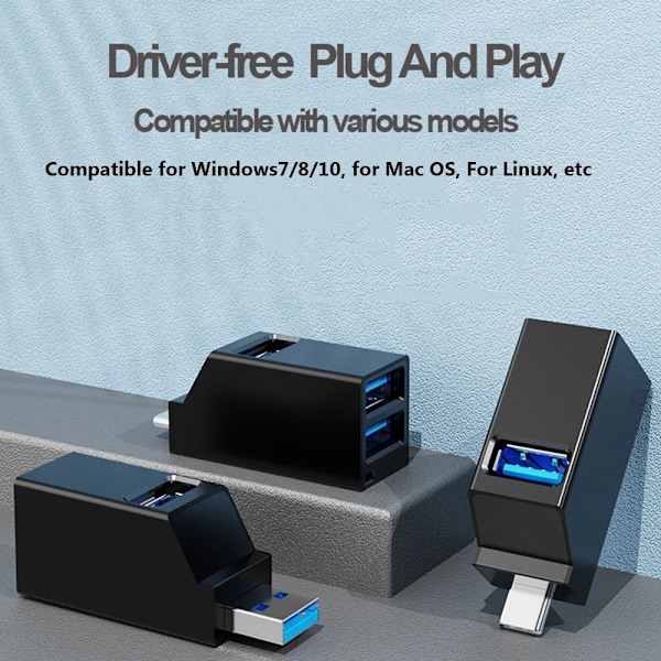 Usb Hub Type-C Splitter USB HUB GRÅ USB HUB GRÅ USB HUB Grey