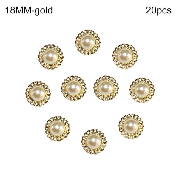 20st Metal Pearl Buttons Skjorta Buttons GULD 18MM20ST 20ST gold 18MM20pcs-20pcs
