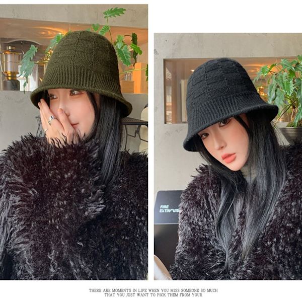 Knitted Bucket Hat Cuff Knit Beanie GREY grey