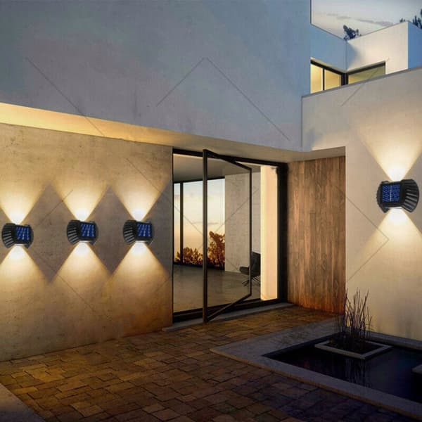 LED Solar Light Utvendig Vegglampe HVIT LYS-2LED HVIT white light-2LED