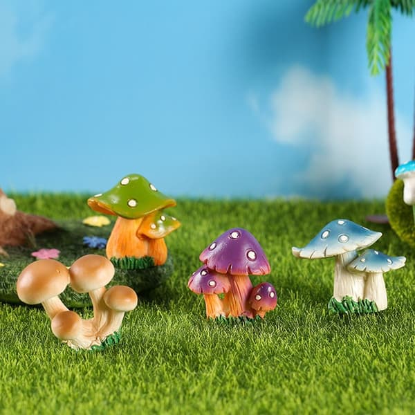 9kpl Mushroom Crafts Micro Figurines Miniature Landscape Moss