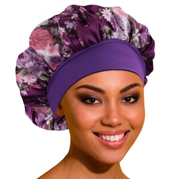 Satin Sleep Cap Silkeaktig Satin Bonnet LILLA purple