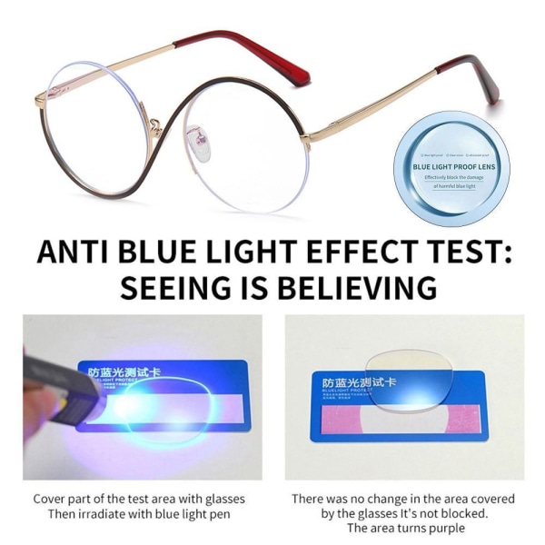 Anti-Blue Light Briller Runde Briller HVIT White