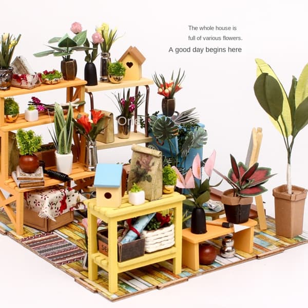 Miniatyr Dockskåp DIY Stuga Trä Dockhus Kit