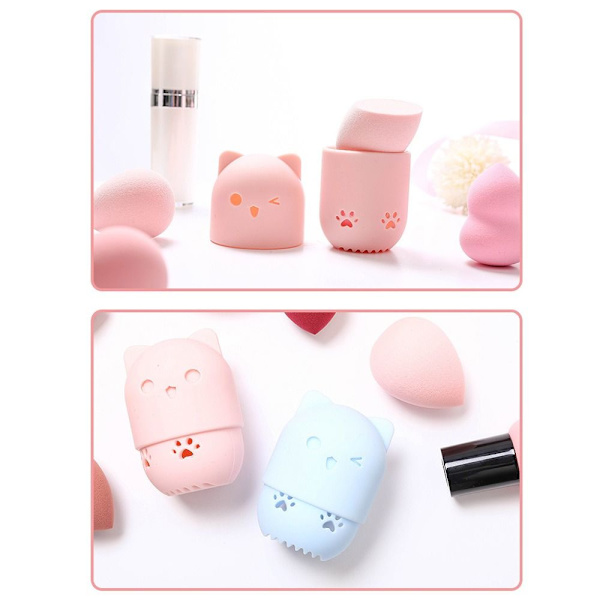 2 STK Powder Puff Holder Makeup Svampbeholder LILLA purple