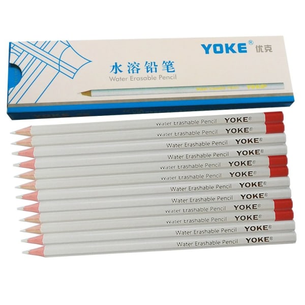 12 stk Vandopløselig blyant Vandsletelig blyant HVID White