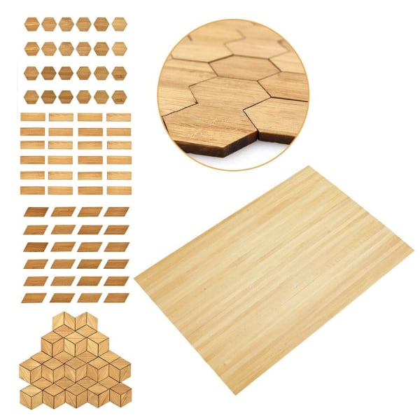 24/48 STK Dukkehus gulvfliser Trækornsgulv HEXAGONAL-24 STK hexagonal-24pcs